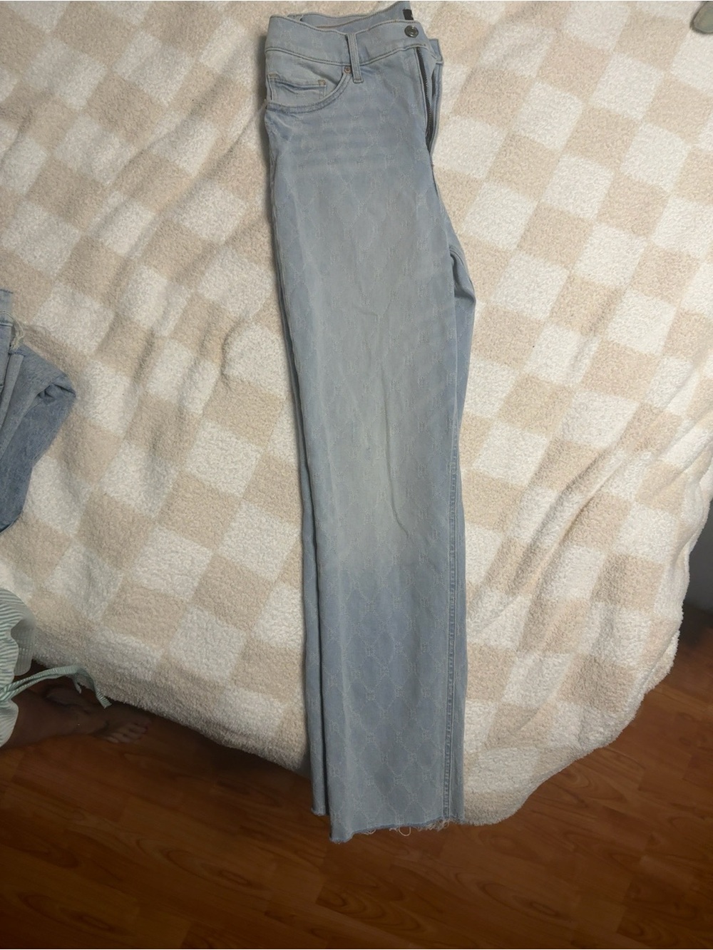 Express Light Blue Diamond-Textured Jeans